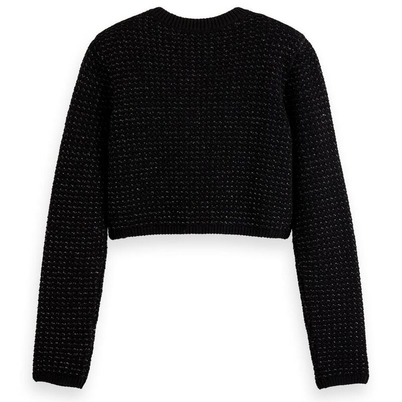 Scotch & Soda Metallic Tweed Stitch Cropped Cardigan image number 1